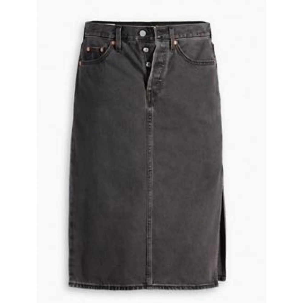 Levi's Denim Midi Skirt with Side Slit Women's Size 27 Washed‎ Black - NEW
